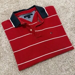 Tommy Hilfiger Polo Shirt | Red Stripe | Medium